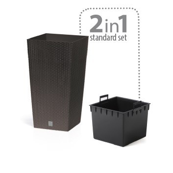 Doniczka RATO SQUARE 32,5x32.5 cm wys. 61cm ANTRACYT rattan + wkład Doniczka RATO SQUARE 32,5x32.5 cm wys. 61cm ANTRACYT rattan + wkład