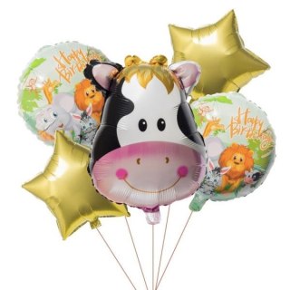 Zestaw balonów foliowych 5szt. KROWA GWIAZDKA MIX |BCF-536
