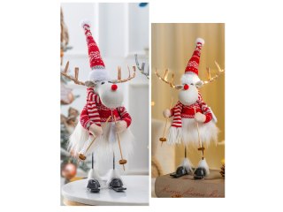 Figurka bożonarodzeniowa RENIFER na nartach ze świecącymi rogami 43x13x13 cm XGI-107