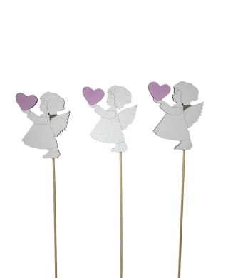 Pik 3szt. KOMUNIA CHRZEST ŚW. ANIOŁEK Z SERCEM DZIEWCZYNKA 9cm