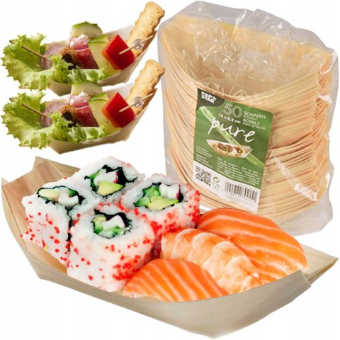 Miseczki Z Drewna, "Pure", 14 cm x 8,2 cm, "Łódka" 50 szt 84415 Miseczki Z Drewna, "Pure", 14 cm x 8,2 cm, "Łódka" 50 szt 84415