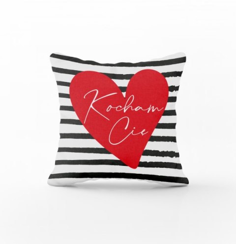 Poduszka KOCHAM CIĘ biało czarne paski 45 x 45 cm