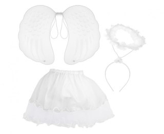 Zestaw dla dzieci "Aniołek" (spódniczka z obszyciem, skrzydła, aureolka) NP-ANI1