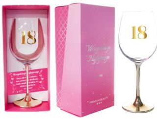 Kieliszek do wina ze złotą nóżką " 18 " 500 ml