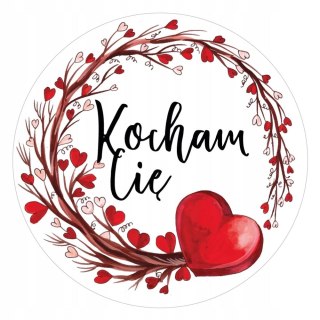 Naklejki walentynkowe SERCA KOCHAM CIĘ fi55 12szt