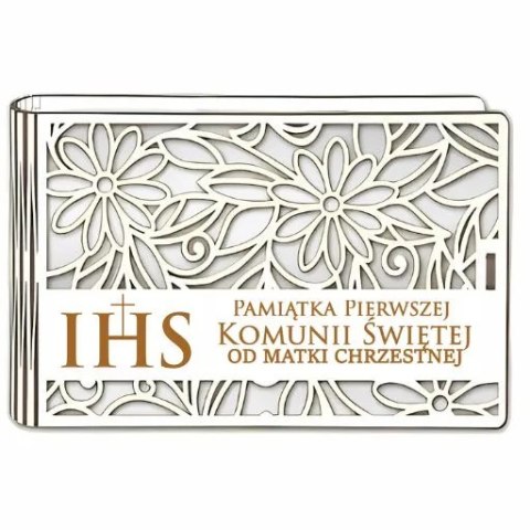 Pudełko na pieniądze banknotówka KOMUNIA - od MATKI CHRZESTNEJ - Ażur 3302A-KOM2B-MC