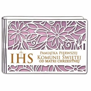 Pudełko na pieniądze banknotówka KOMUNIA - od MATKI CHRZESTNEJ - Ażur 3302A-KOM2R-MC