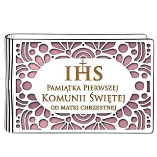Pudełko na pieniądze banknotówka KOMUNIA - od MATKI CHRZESTNEJ - Ażur 3302A-KOM3R-MC