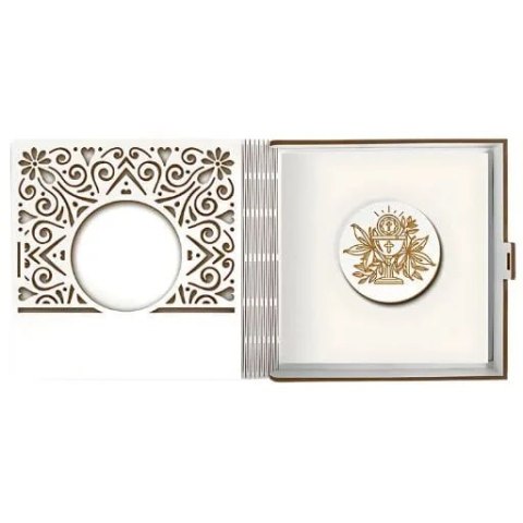 Pudełko na pieniądze kwadrat KOMUNIA - od BABCI - Ażur 3308A-KOM1Z-B