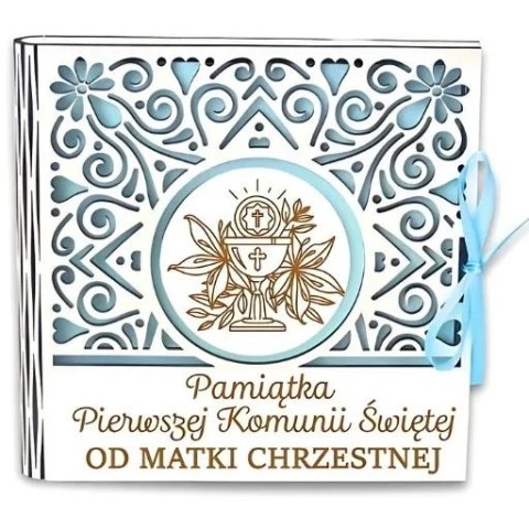 Pudełko na pieniądze kwadrat KOMUNIA - od MATKI CHRZESTNEJ - Ażur 3308A-KOM1N-MC