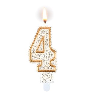 Cyferka "4" ze złotą obwódką i brokatem 24szt. 62-34