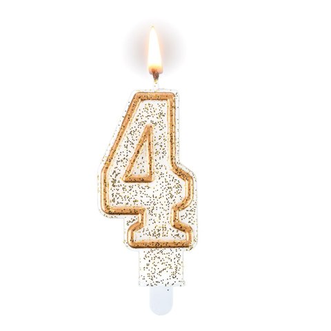 Cyferka "4" ze złotą obwódką i brokatem 24szt. 62-34