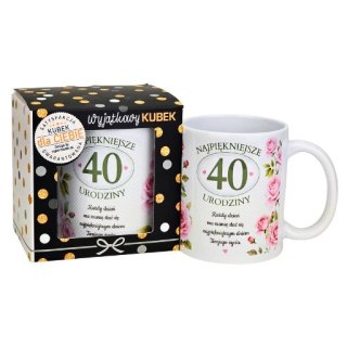 Kubek na 40 urodziny dla kobiety (róże) 3309-UR18-40