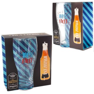 Zestaw 2w1 szklanka do piwa z napisem' 100 % Facet" z otwieraczem do butelek "Na zdrowie " w ozdobnym opakowaniu prezentowym . 5