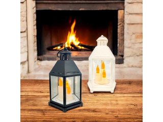 Lampion led z kloszem i świeczką 21cm 7401