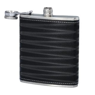 Piersiówka 8 OZ 240ml stalowa nierdzewna czarna skóra XJ4685