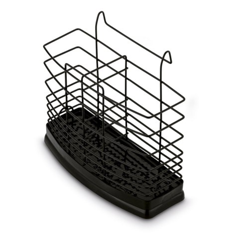 Dwupoziomowy ociekacz do naczyń z uchwytem na deskę do krojenia i pojemnikiem na sztućce Nova 53 x 33 x 24 cm czarna